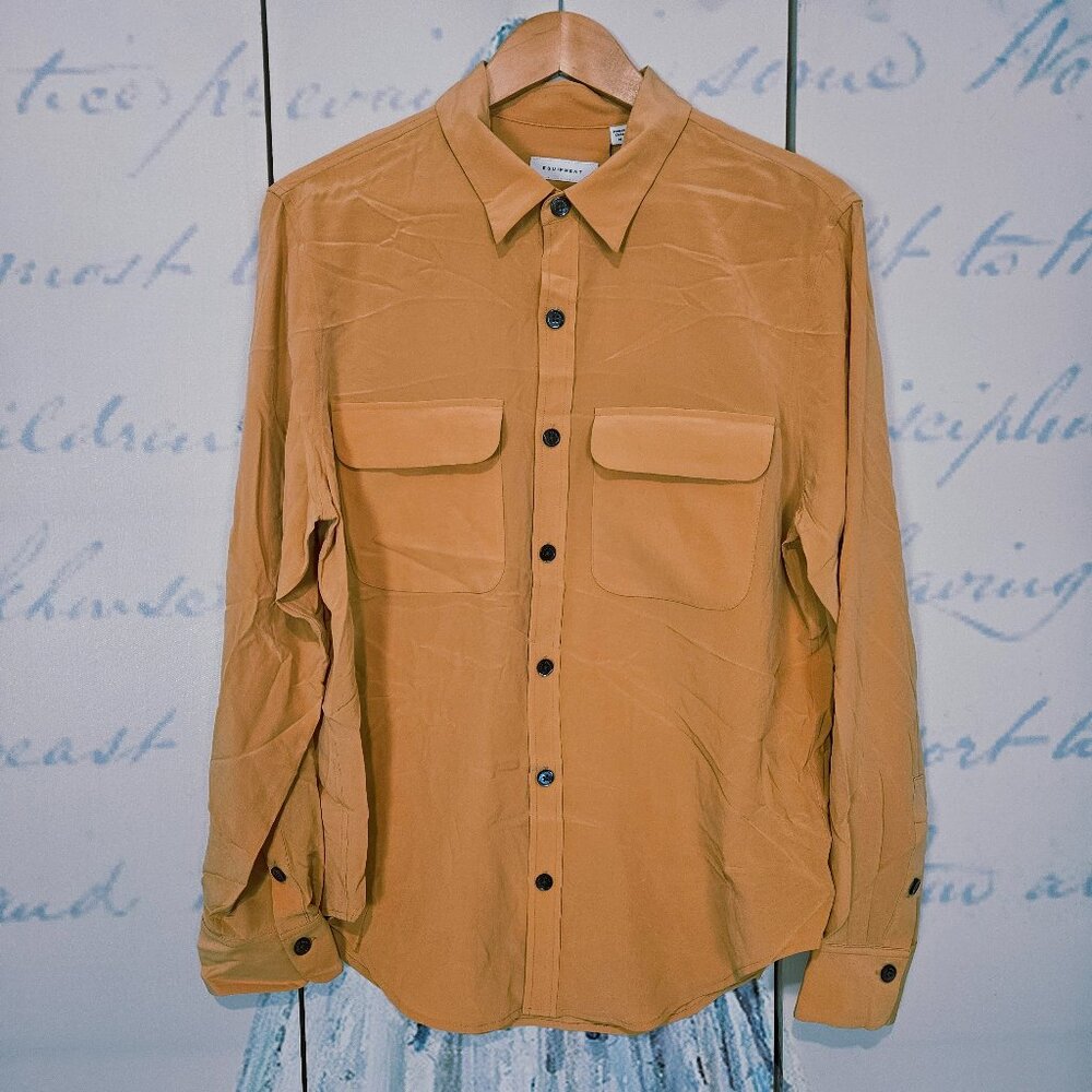 NWT Equipment Shirt Size Medium Caribou 100% Silk Long Sleeve Button Up